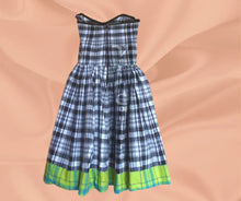 Load image into Gallery viewer, Vee&#39;s Couture Madras Gathered Off Shoulder Dress back
